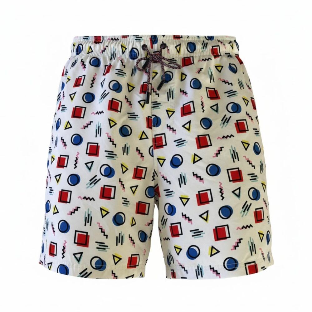 Broken Threads Surf Multi Color Geometric Pattern Swim Trunks Men's Medium